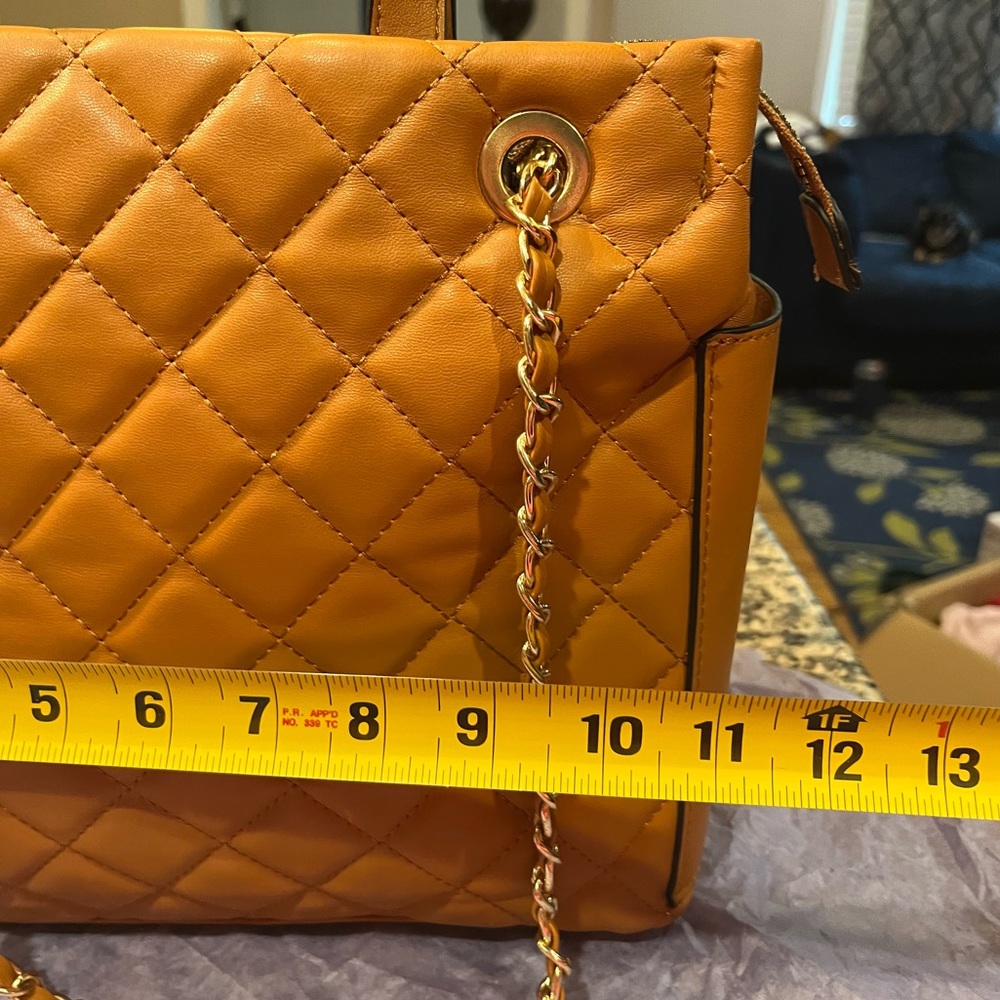 NWT Alyssa 100% Gold HW Brown Vegan Leather Tote! - Picture 8 of 9